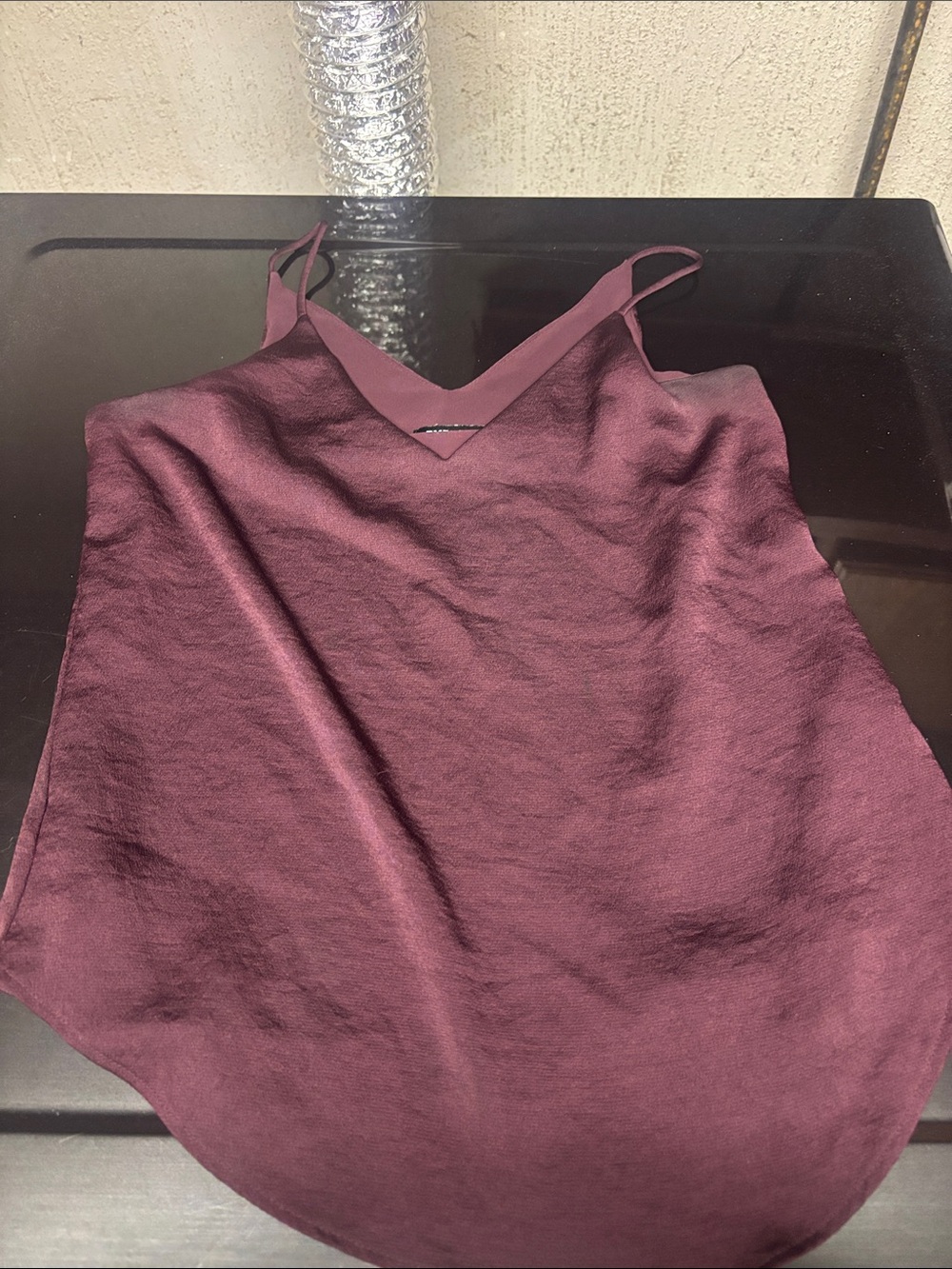 Express Satin V-Neck Cami - Wine